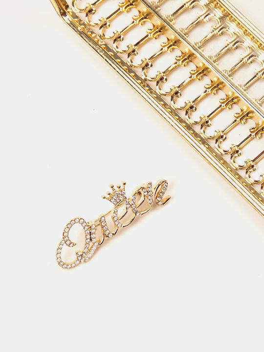 Καρφίτσα Queen Strass Χρυσό Χρυσό