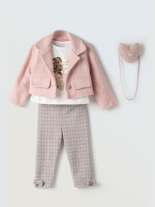 Evita Kinder Set mit Leggings & Jacke Winter 3Stück Pink