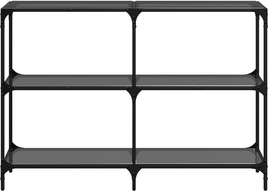 Console Table Metal with Glass Surface Black Velvet-Black Metal L118.5xW30xH81cm