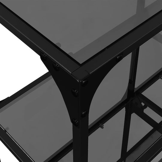 Console Table Metal with Glass Surface Black Velvet-Black Metal L118.5xW30xH81cm