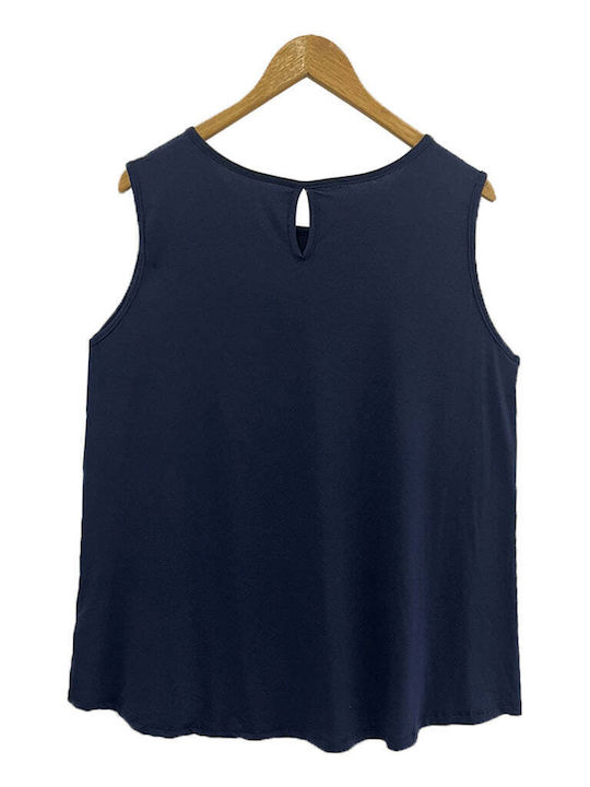 Damen ärmellose Bluse in Übergröße mit Strassdruck 1304416
