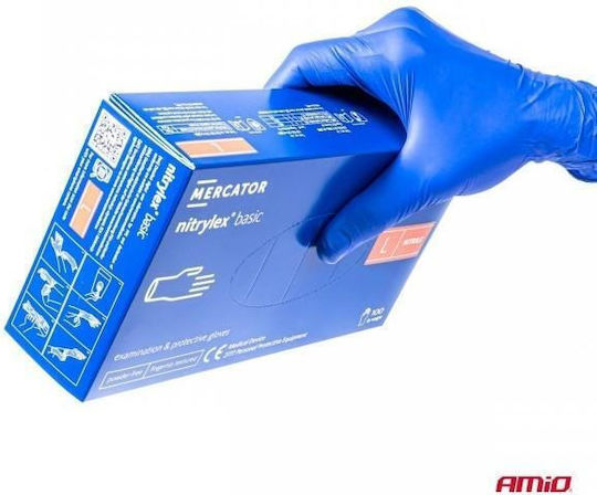 AMiO Arbeitshandschuhe Einweg Blau Nitril 100Stück