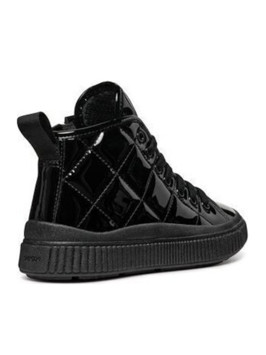 J Laquinny Anatomische Kinderstiefel aus Lackleder mit Reissverschluss Schwarz