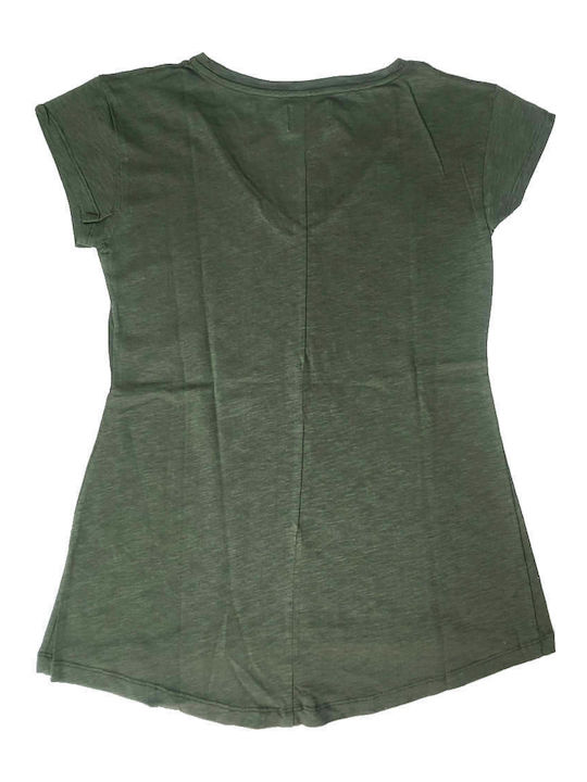 Paco & Co Women's T-shirt with V Neckline Green