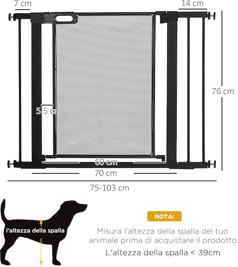 Pawhut Πόρτα Σκύλου από Πλαστικό σε Μαύρο Χρώμα 103 x 76εκ.
