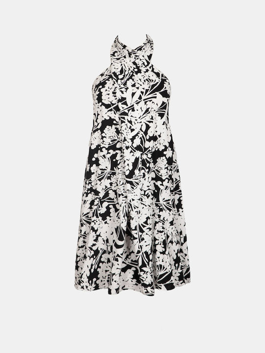 Dress Mini Neck Tie Black White Print