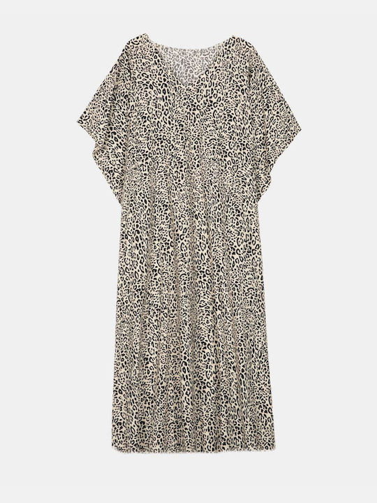 Damen Maxikleid mit beigem Gürtel