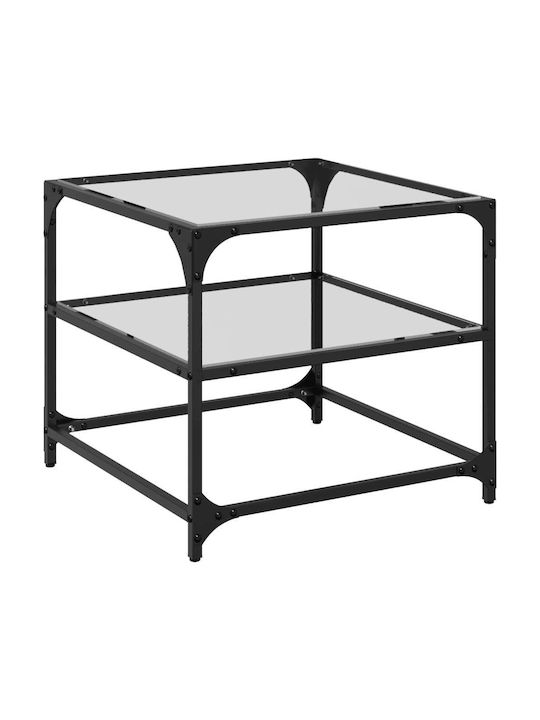 Square Glass Side Table Transparent 50x50x45 cm