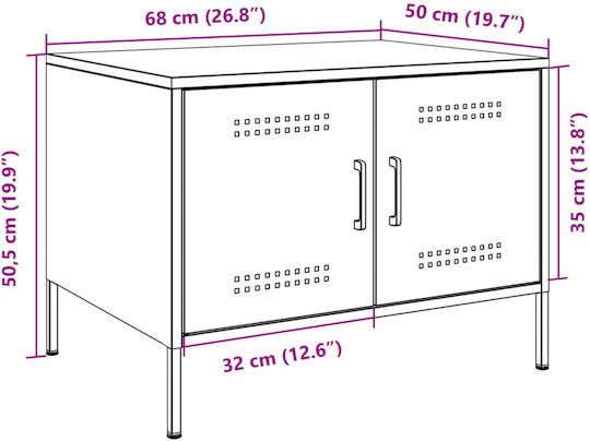 vidaXL Beistelltisch Rechteckig Metall Rosa M68xP50xH50.5cm
