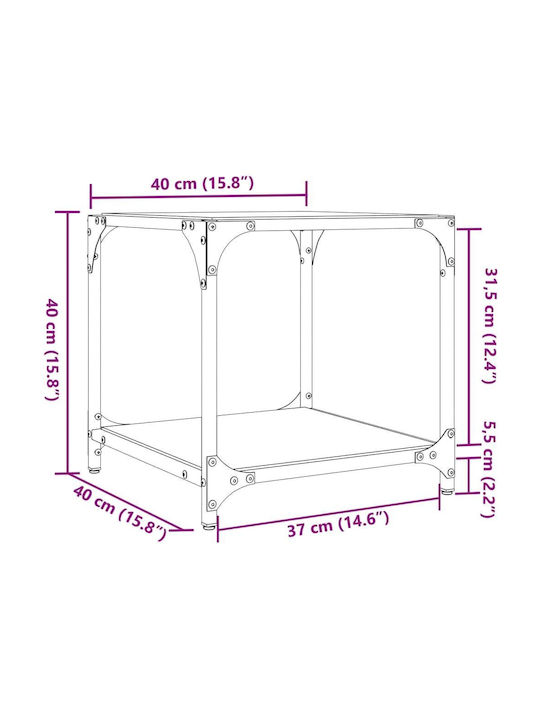 Square Glass Side Table Transparent M40xW40xH40cm