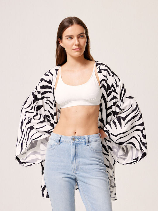 Diverse Women's Kimono Beachwear Black-white