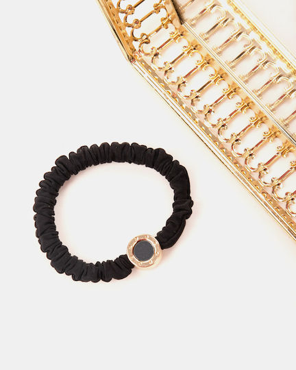 Hair Scrunchie Round Design Black Black