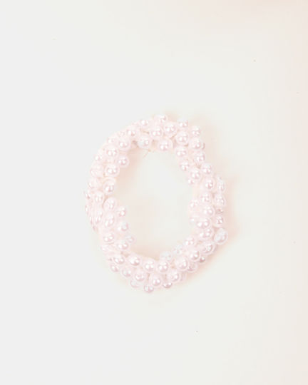 Hair Scrunchie Pearls White White