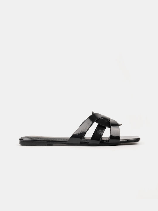 Women's Flat Sandal with Suede Details Black Black