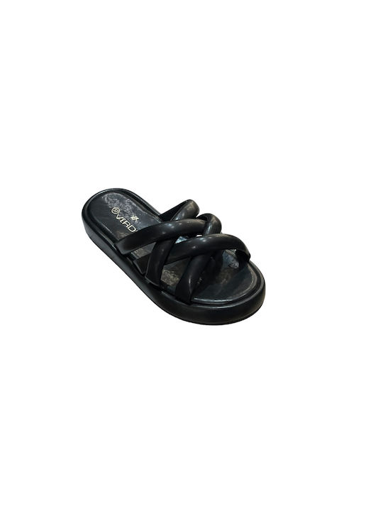 Verde Women's Flat Sandals Flatforms in Black Color