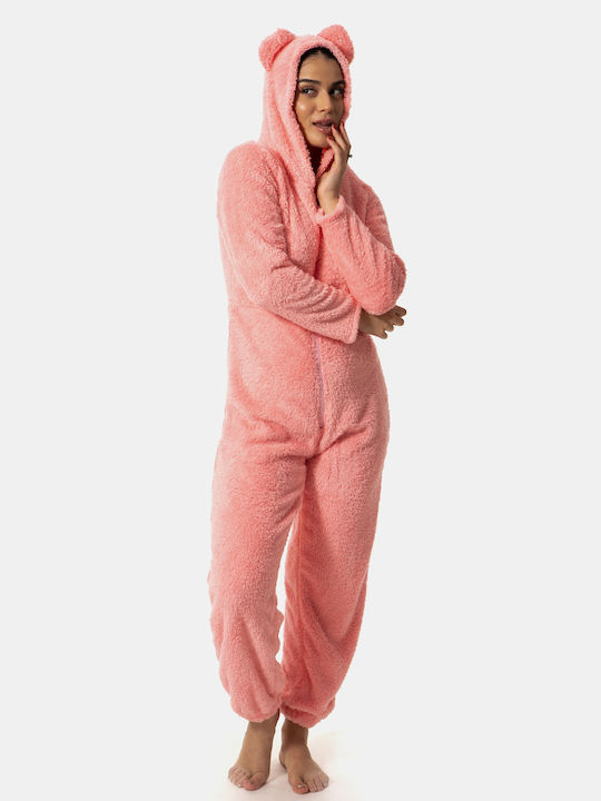 Einteiliger Pyjama aus weichem Fleece-Stoff Pink Pink