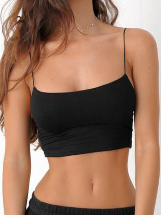 Crop Top Thin Strap Black