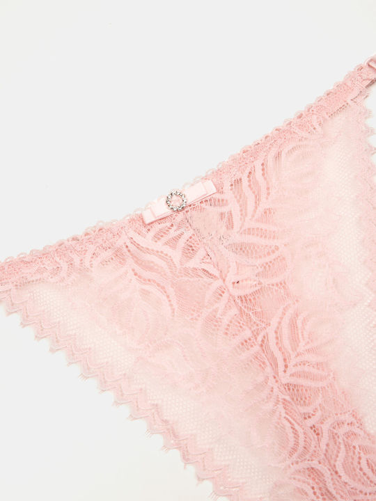 Lace Pink String Briefs