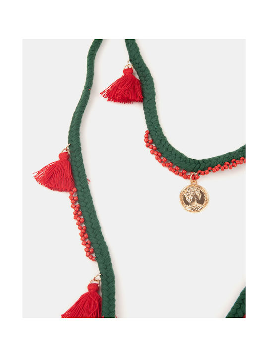 Boho Double Flower Necklace Green Green