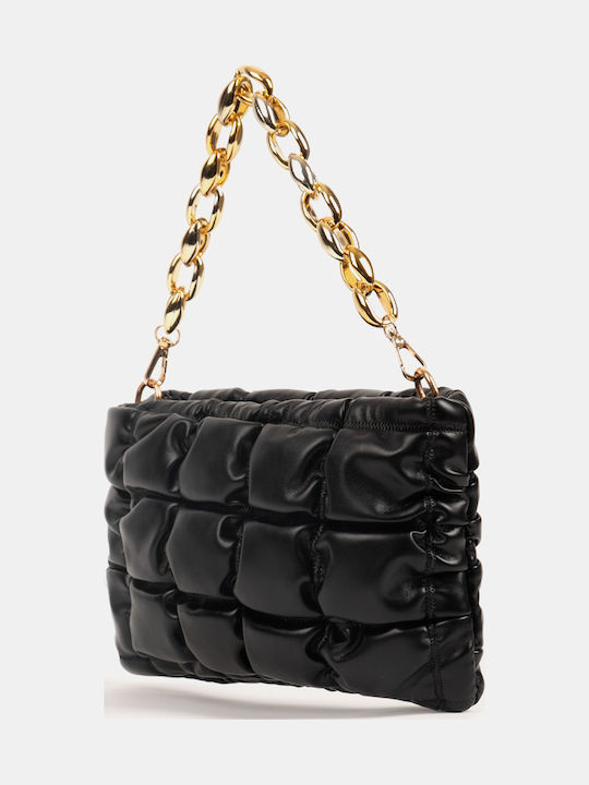 Schwarze Schultertasche mit goldener Kette