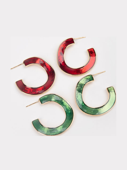 Dangling Round Earrings Red Red