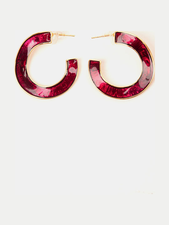 Dangling Round Earrings Red Red
