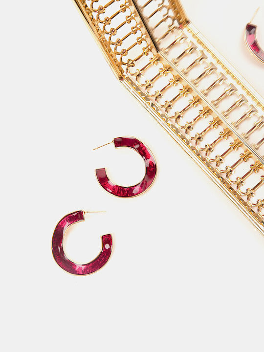 Dangling Round Earrings Red Red