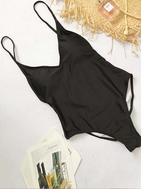 One-piece Swimsuit Thin Straps Black