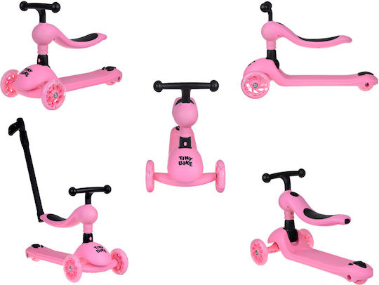 Jokomisiada Trotinetă pentru Copii Pliabil Tiny Bike 2-in-1 3 roți cu scaun Roz