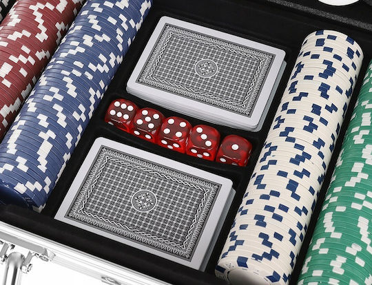 Set 300 Fise de Poker in Valiza cu 2 Pachete de Carti