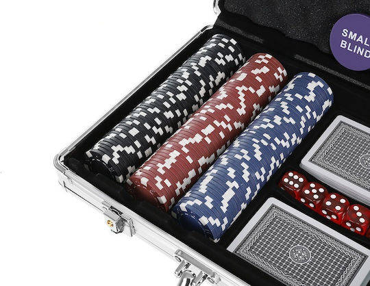 Set 300 Fise de Poker in Valiza cu 2 Pachete de Carti
