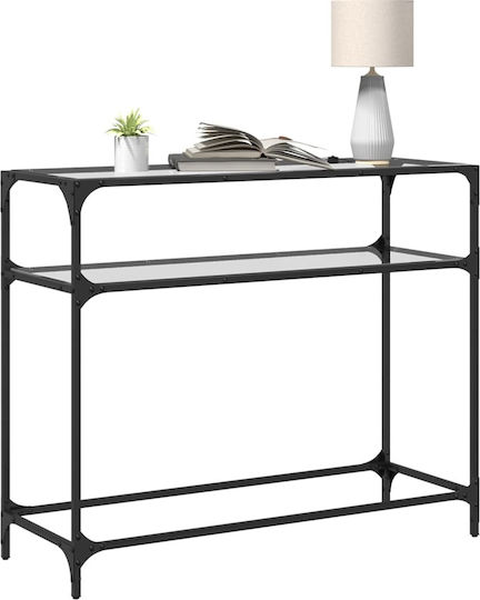 Console Table Metal with Glass Surface Transparent L98xW35xH81cm