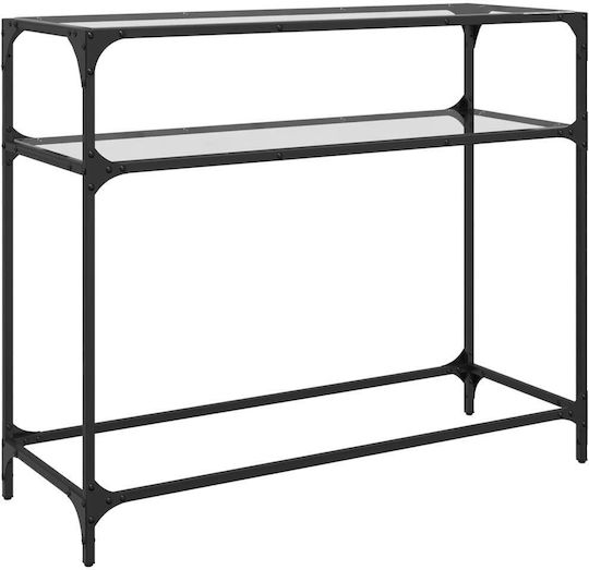 Console Table Metal with Glass Surface Transparent L98xW35xH81cm