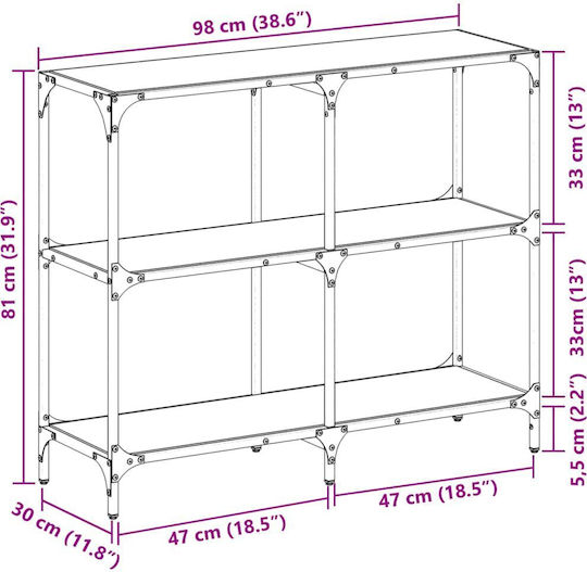 Konsole Transparent L98xB30xH81cm