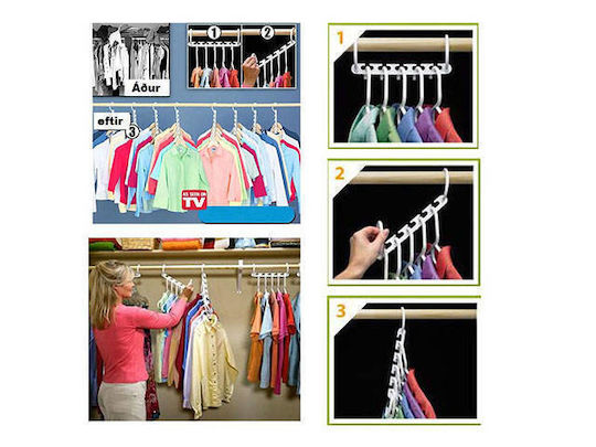 Set 8 Hanger Organizers Zola Plastic White 5 Places