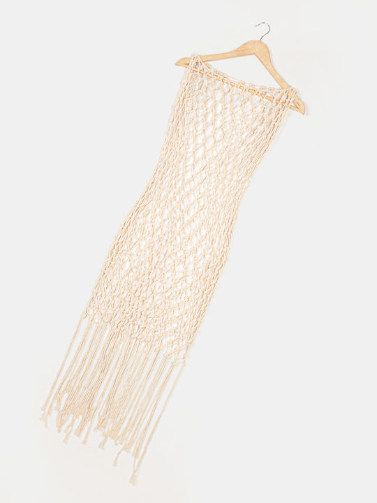 Χειροποίητο Φόρεμα Macrame Μπεζ Μπεζ