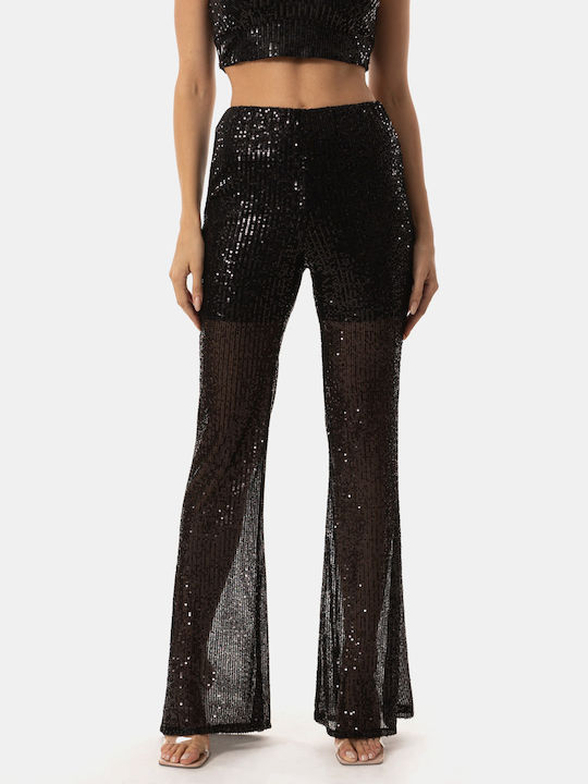 Flare Sequin Black Trousers