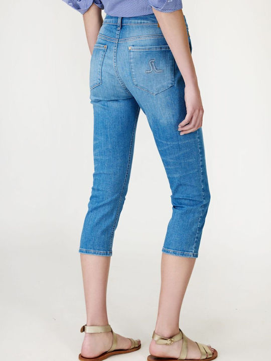 Blugi de damă cu croială skinny albastru denim