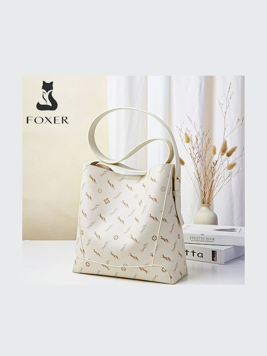 Leather Women's Bag Shopper Shoulder Beige