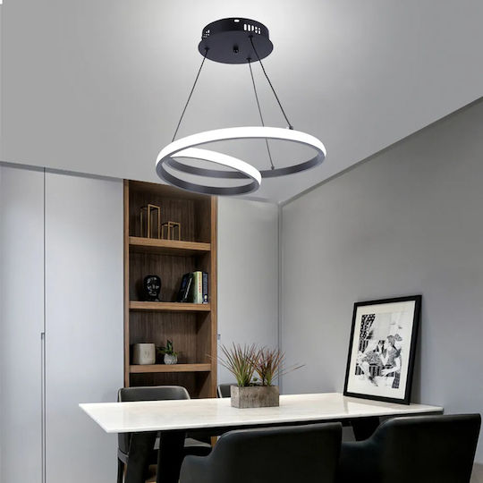 Powertech Κρεμαστό Φωτιστικό Μαύρο LED με Φυσικό Λευκό Φως 40x40εκ.