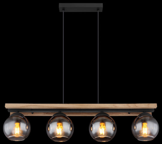 Globo Lighting Висящо Осветително Тяло Черен Rail за 4 Крушки E27 85x15x120см.