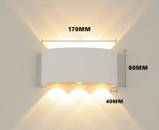 Powertech Стенно Външно Осветително Тяло LED IP65 6W с Естествено бяло Светлина 17x8x4εκ.
