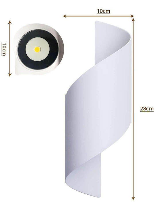 Powertech Επιτοίχιο Εξωτερικό Σποτ LED IP65 10W με Ψυχρό Λευκό Φως 10x10x28εκ.