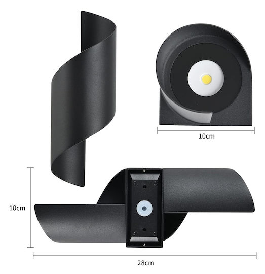 Powertech Spot de exterior montat pe perete LED IP65 10W cu Alb Rece Lumină 10x10x28εκ.