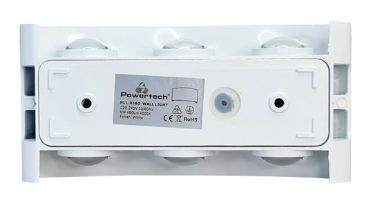 Powertech Стенно Външно Осветително Тяло LED IP65 6W с Естествено бяло Светлина 17x8x4εκ.
