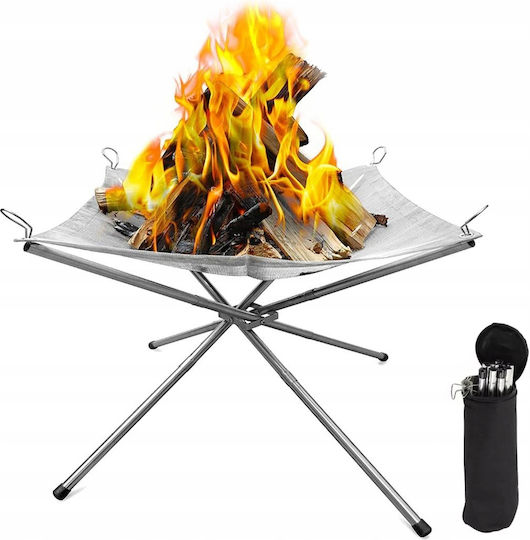 Portable Campfire Stand Zola Non-slip Edges Foldable 41.5x37 Cm Silver