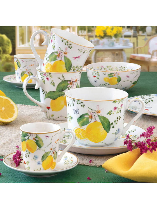 Marva "fleurs Φλιτζάνι Καφέ από Πορσελάνη Λευκό 400ml