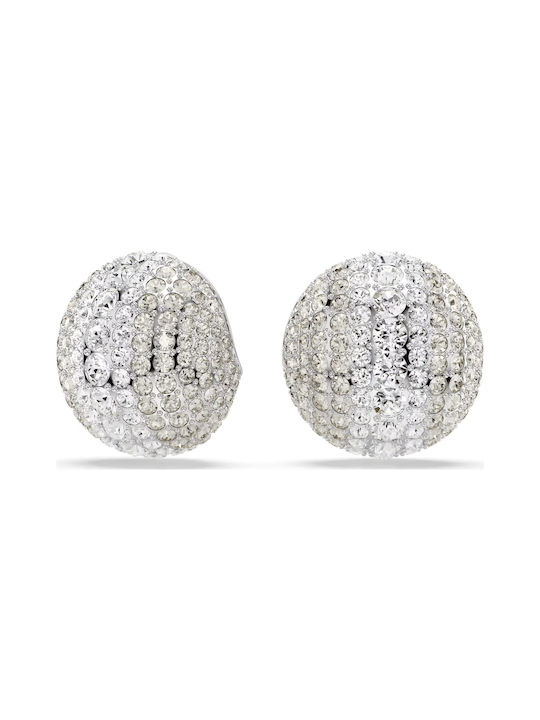 Swarovski Σετ Σκουλαρίκια με Clip από Ατσάλι με Πέτρες Γκρι