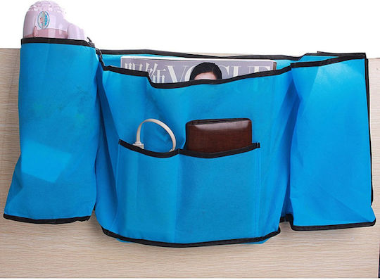 Bed Organizer 5 Pockets Zola Easy To Assemble 56x26 Cm Blue