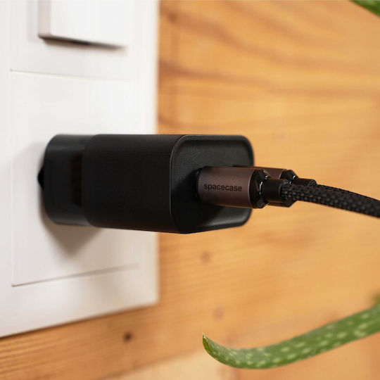 Spacecase Cl01 USB 2.0 Кабел USB-C Мъжки - USB-C 60W Черен 1м 122091